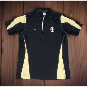 University Of Idaho Vandals Polo Black Golf Nike Dri-Fit Shirt Mens Size Medium